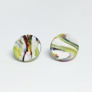 ARTIST | Polymer Clay Green and White Stud Earring